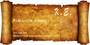 Kubicza Emma névjegykártya